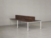 Бенч-система, 4 рабочих места, на П-образных опорах, 2 ЛДСП экранов 3600x1400x750 RM166-4-18x14 Дуб Апрельский шоколад/Белый