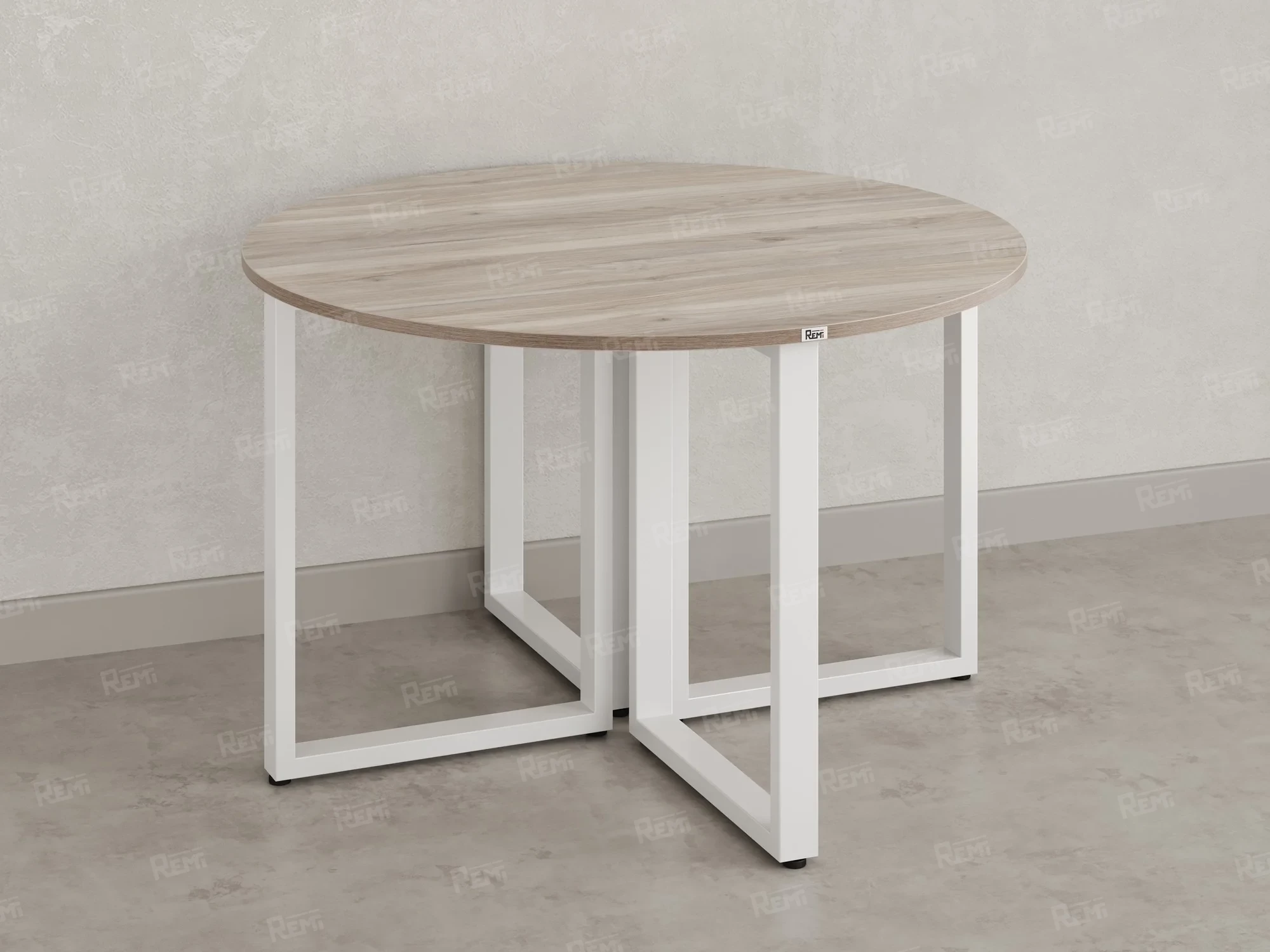 Круглый стол на О-образных опорах 1600x1600x750 RM187-16x16 Дуб Маувелла/Белый