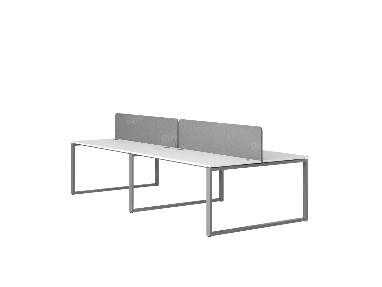 Бенч-система, 4 рабочих места, на О-образных опорах, 2 тканевых экранов 2400x1600x750 RM170-3-12x16 Белый/Серый