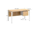 Стол прямой, подвесная тумба, ЛДСП экран, П-опора 1600x700x750 RM031-16x7 Вяз Швейцарский светлый/Белый