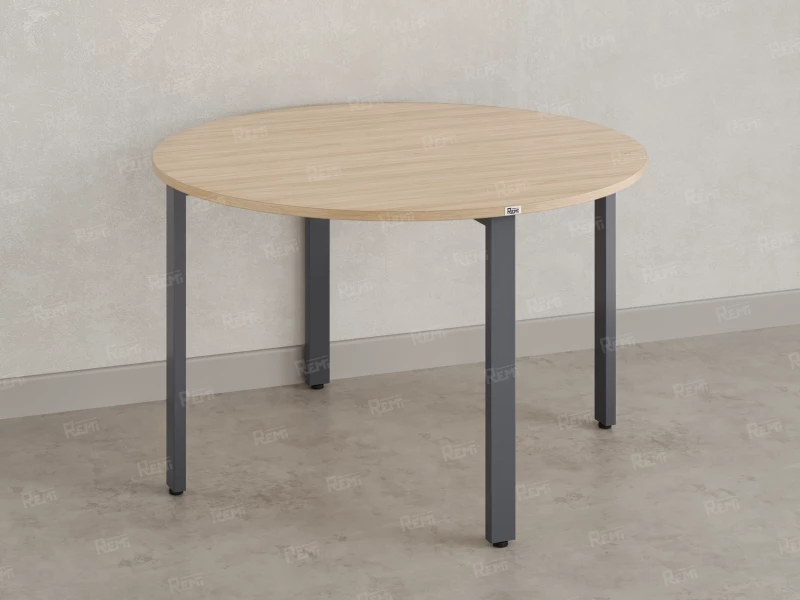 Круглый стол на П-образных опорах 1500x1500x750 RM186-15x15 Вяз Швейцарский светлый/Серый