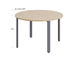 Круглый стол на П-образных опорах 1500x1500x750 RM186-15x15 Вяз Швейцарский светлый/Серый