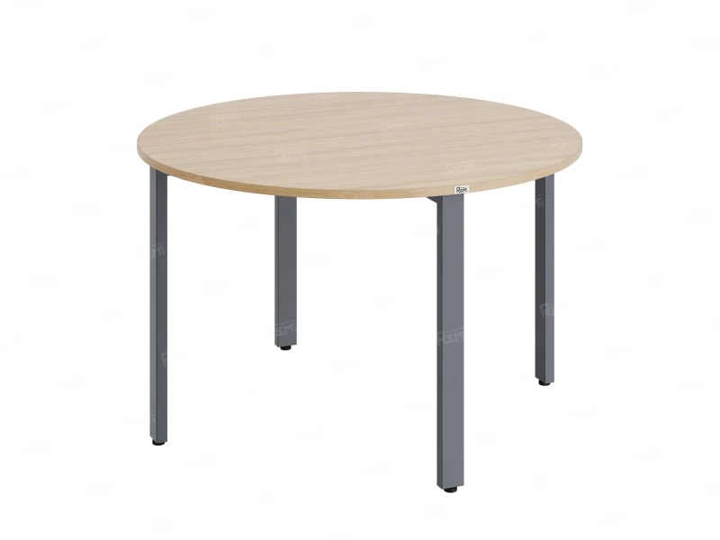 Круглый стол на П-образных опорах 1500x1500x750 RM186-15x15 Вяз Швейцарский светлый/Серый