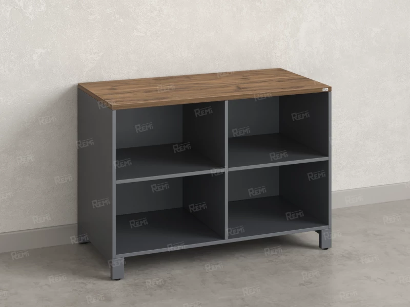 Стеллаж низкий, 4 ячейки 1200х600х850 RM145-12x6 Дуб Юстус/Серый
