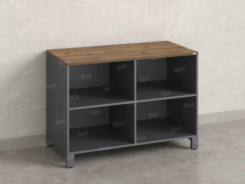 Стеллаж низкий, 4 ячейки 1200х600х850 RM145-12x6 Дуб Юстус/Серый