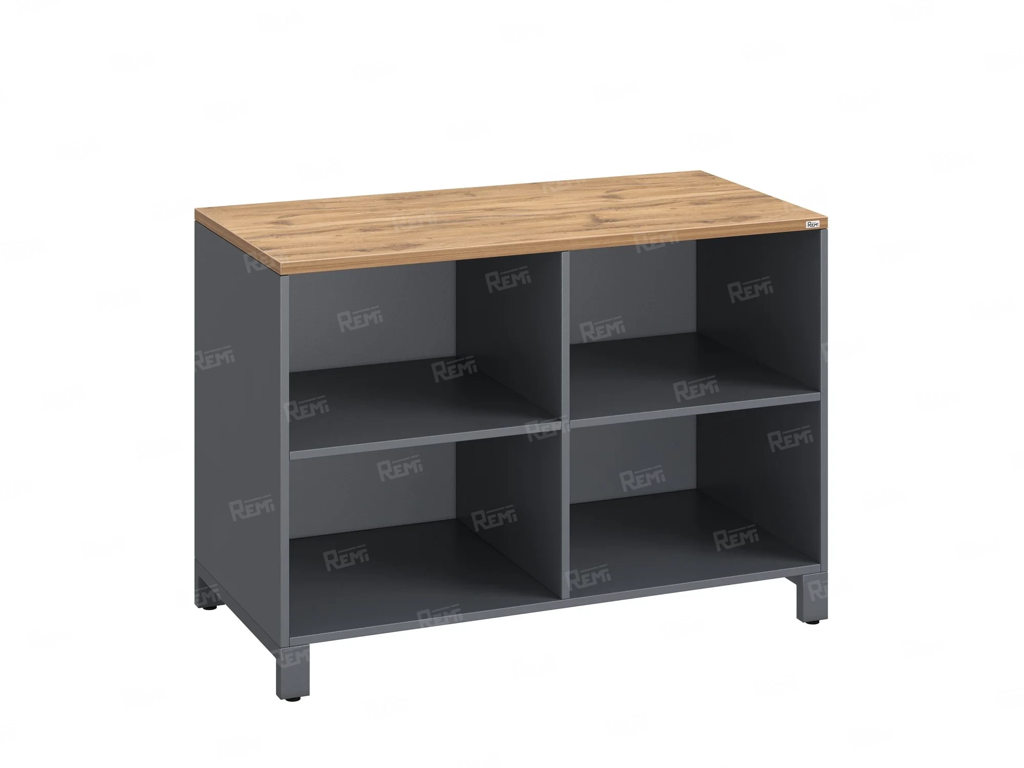 Стеллаж низкий, 4 ячейки 1200х600х850 RM145-12x6 Дуб Юстус/Серый