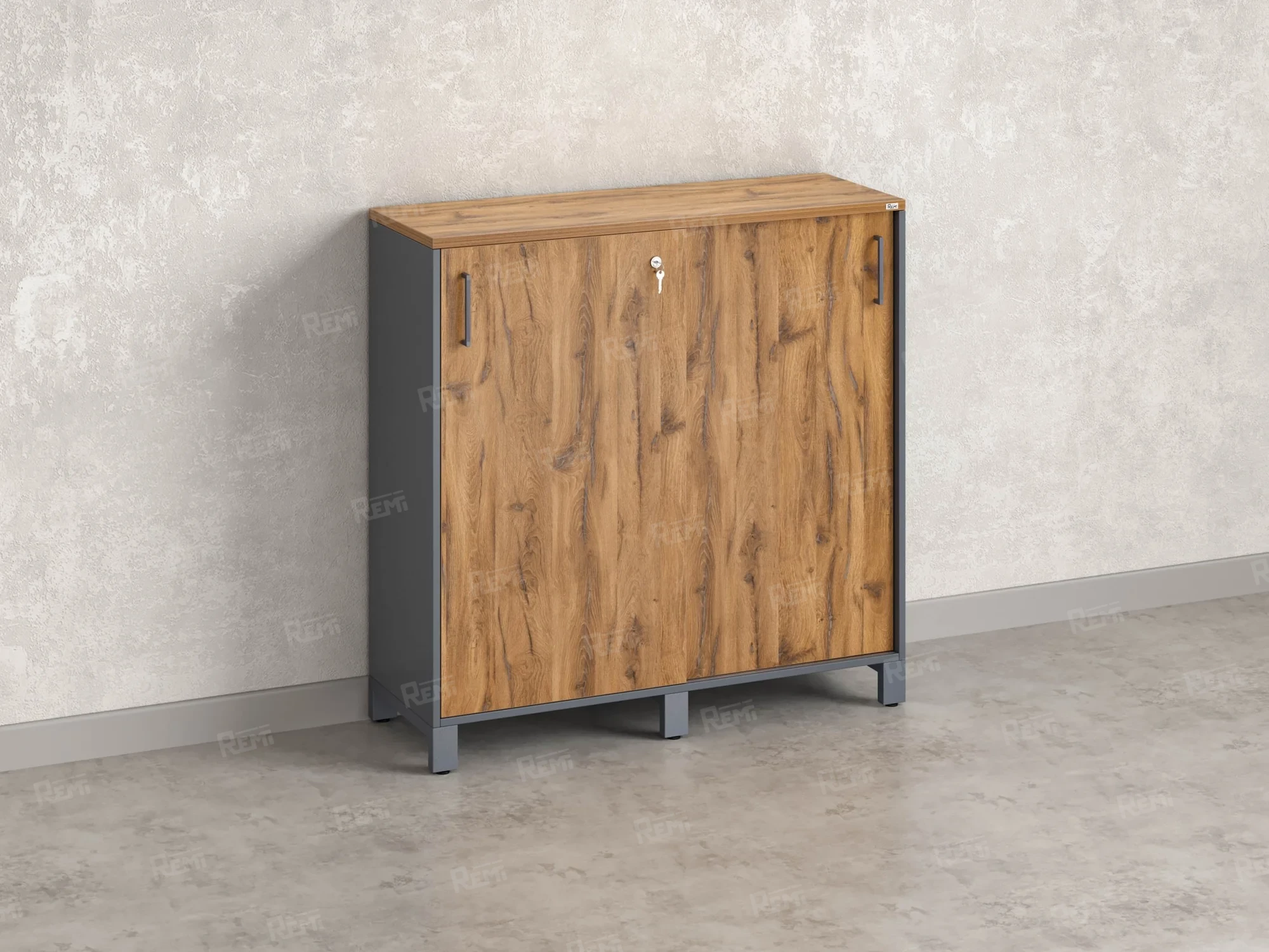 Шкаф-купе, 3 полки 1200x420x1200 RM128-120x42 Дуб Юстус/Серый