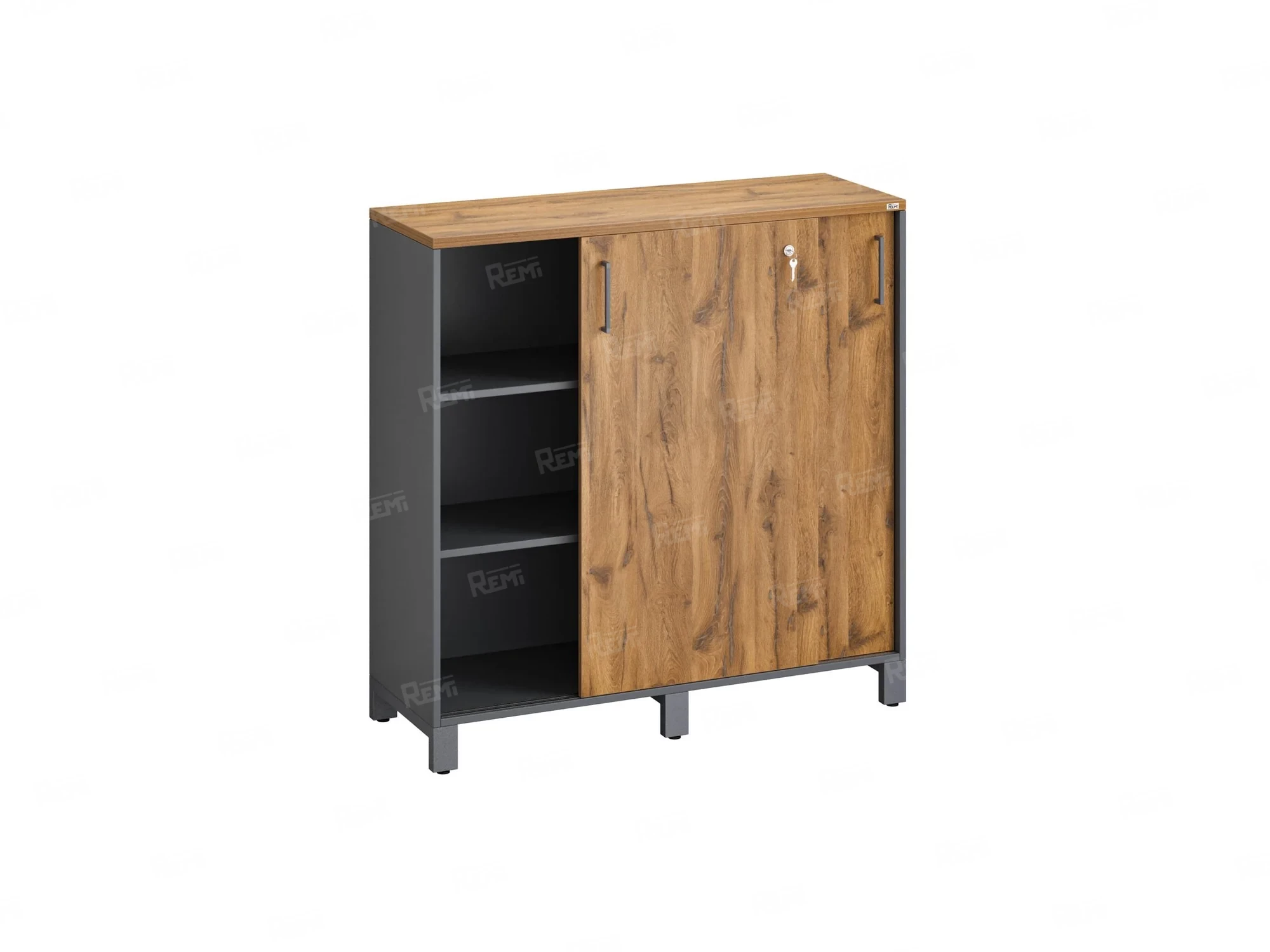 Шкаф-купе, 3 полки 1200x420x1200 RM128-120x42 Дуб Юстус/Серый