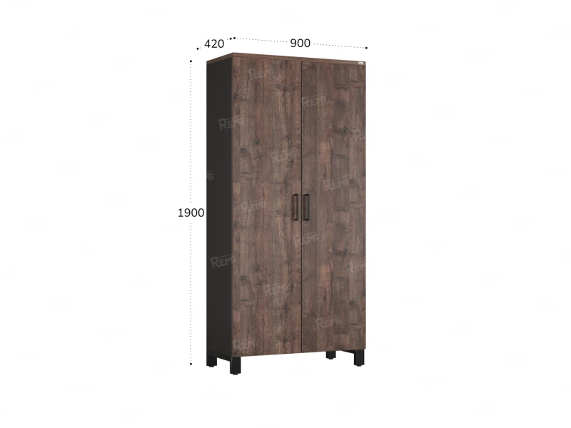 Шкаф распашной, 5 уровней 900x420x1900 RM152-90x41 Дуб Апрельский шоколад/Черный