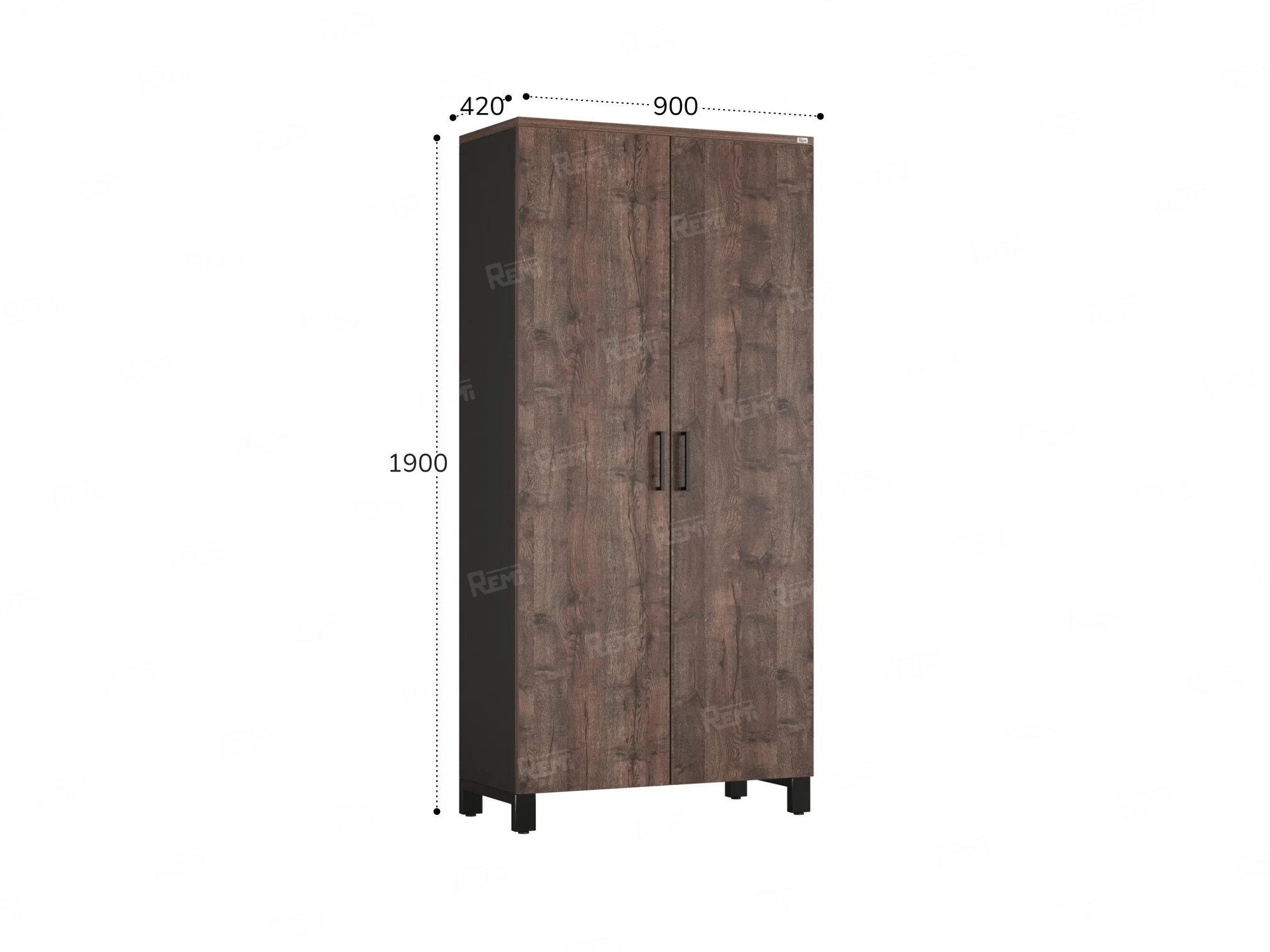 Шкаф распашной, 5 уровней 900x420x1900 RM152-90x41 Дуб Апрельский шоколад/Черный