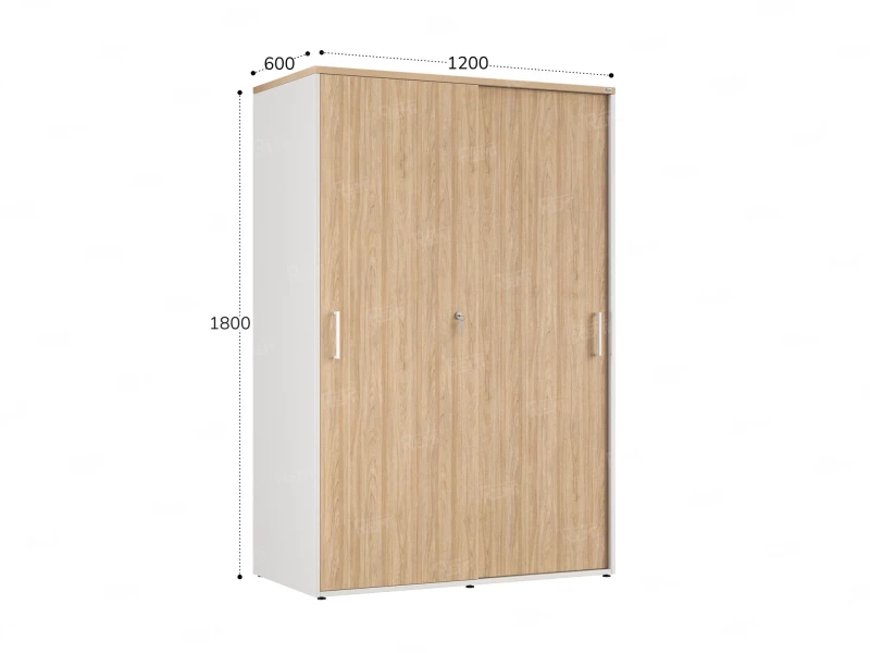 Шкаф-купе, регулируемые опоры, штанга, 1 полка 1200x600x1800 RM164-90x60 Вяз Швейцарский светлый/Белый