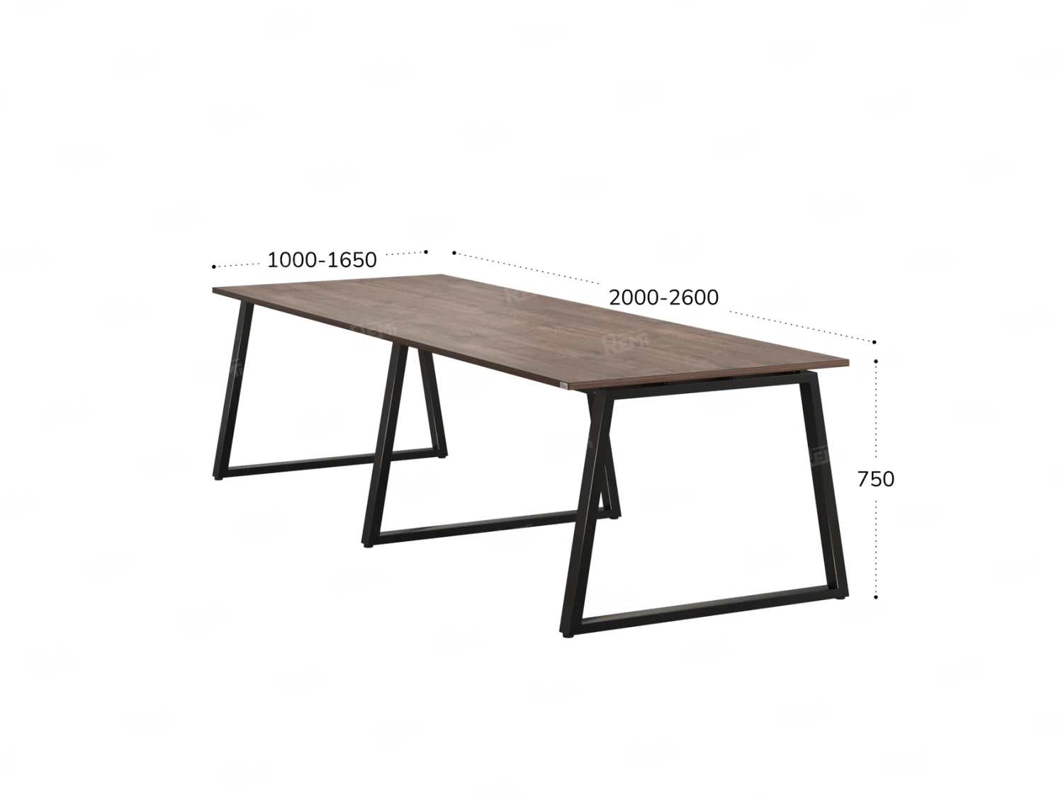 Cтол для переговоров, на A-обазном каркасе 2100x1450x750 RM083-210x145 Дуб Апрельский шоколад/Черный
