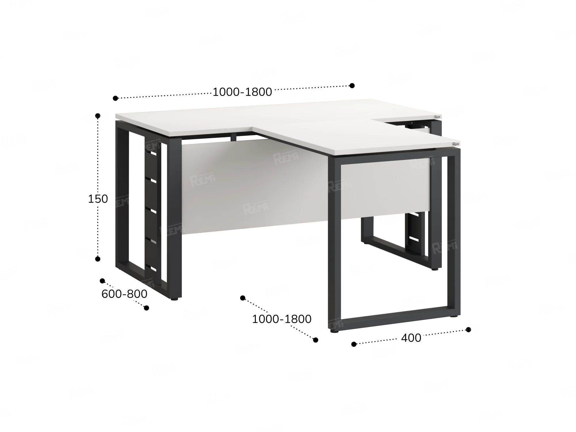 Стол с брифингом с парящей столешницей на О-образных опорах с экраном ЛДСП RM045-16x8 1600x2400x750 Белый/Серый