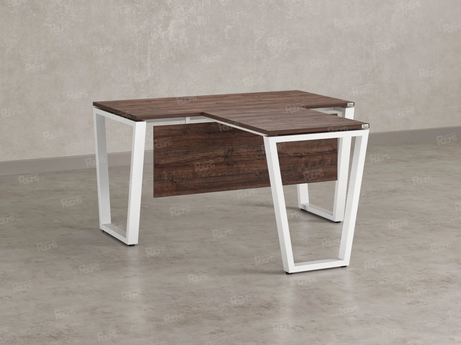 Стол с брифингом с парящей столешницей на U-образных опорах с экраном ЛДСП RM047-12x6 1200x1800x750 Дуб Апрельский шоколад/Белый