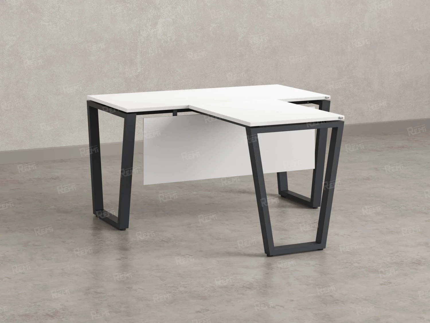 Стол с брифингом с парящей столешницей на U-образных опорах с экраном ЛДСП RM047-16x7 1600x2300x750 Белый/Серый