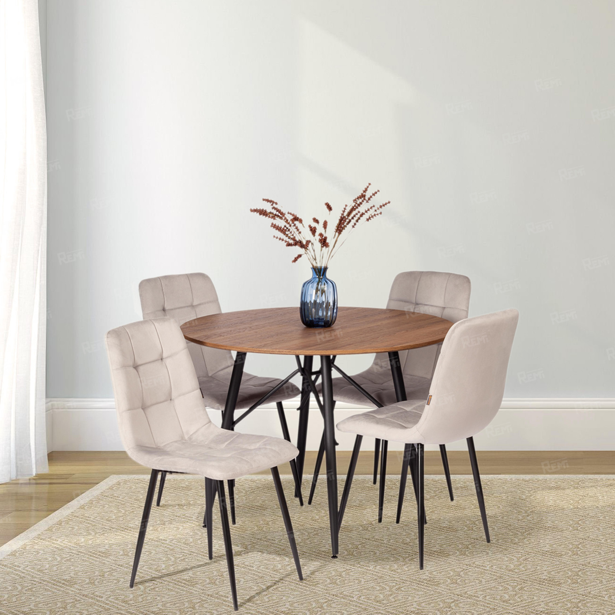 Стул CHILLY (mod. JSC-220) Светло-серый/Черный, Велюр (арт. 24280)