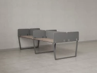 Бенч-система, 4 рабочих места, на U-образных опорах, 8 тканевых экранов 3200x1600x750 RM173-1-16x16 Дуб Маувелла/Серый