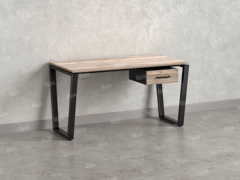 Стол прямой с подвесной тумбой, U-опора 1800x700x750 RM034-18x7 Дуб Маувелла/Черный