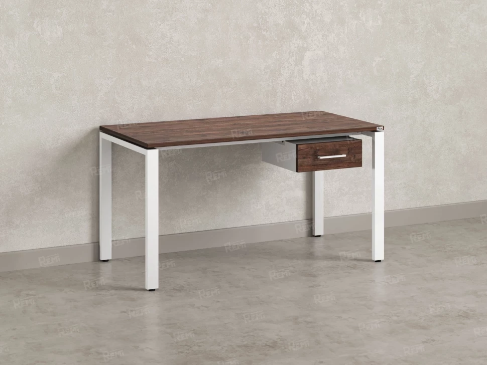 Стол прямой с подвесной тумбой, П-опора 1800x800x750 RM038-18x8 Дуб Апрельский шоколад/Белый