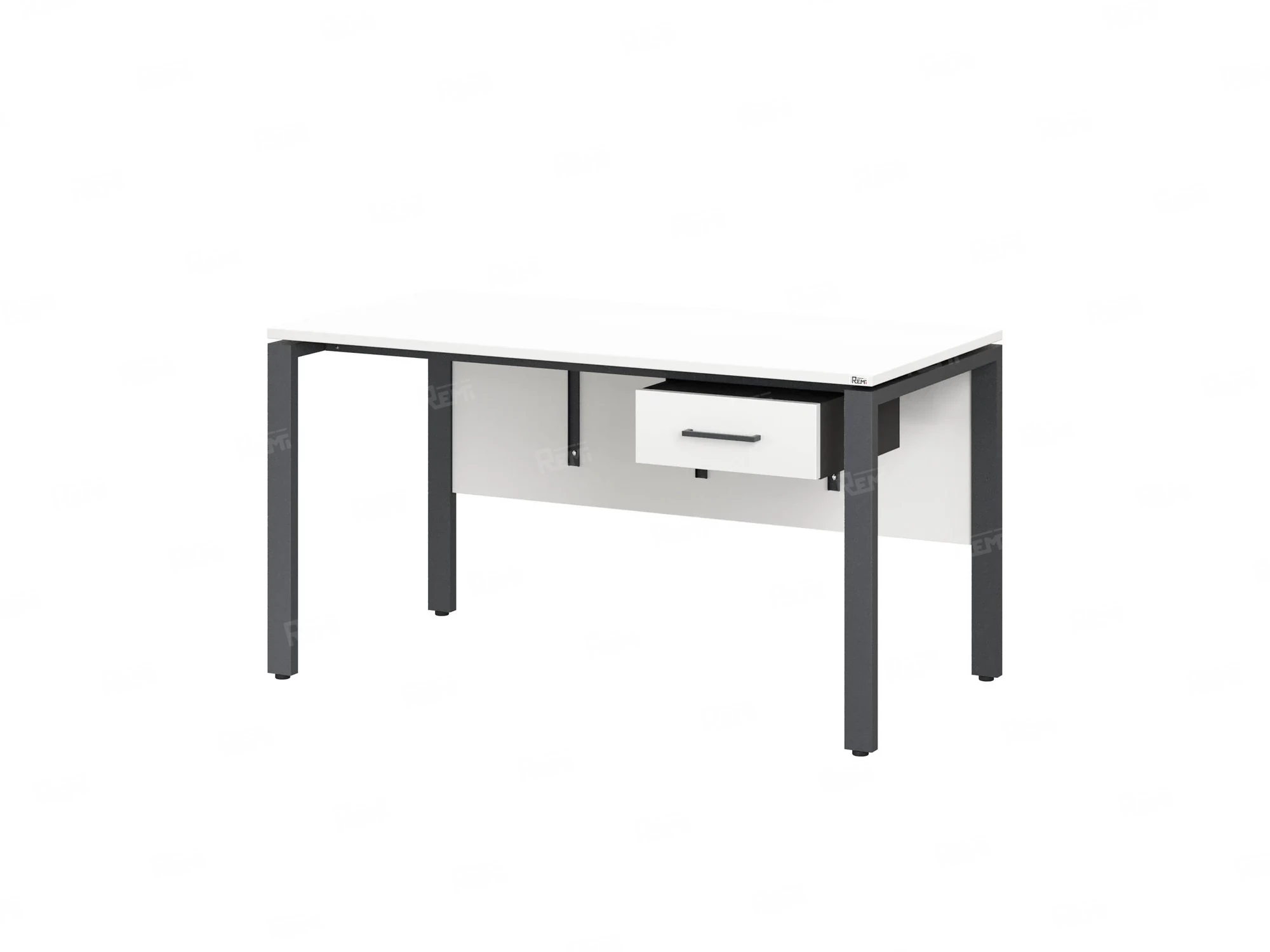 Стол прямой, подвесная тумба, ЛДСП экран, П-опора 1800x600x750 RM030-18x6 Белый/Серый