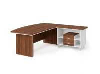 BRL RB070-180x200R Стол руководителя угловой R с тумбой 2 ящика 1800х2000х760 Орех Вармия/Белый