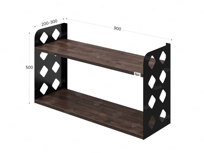 Полка настенная 900x200x500 RM192-90x20 Дуб Апрельский шоколад/Черный