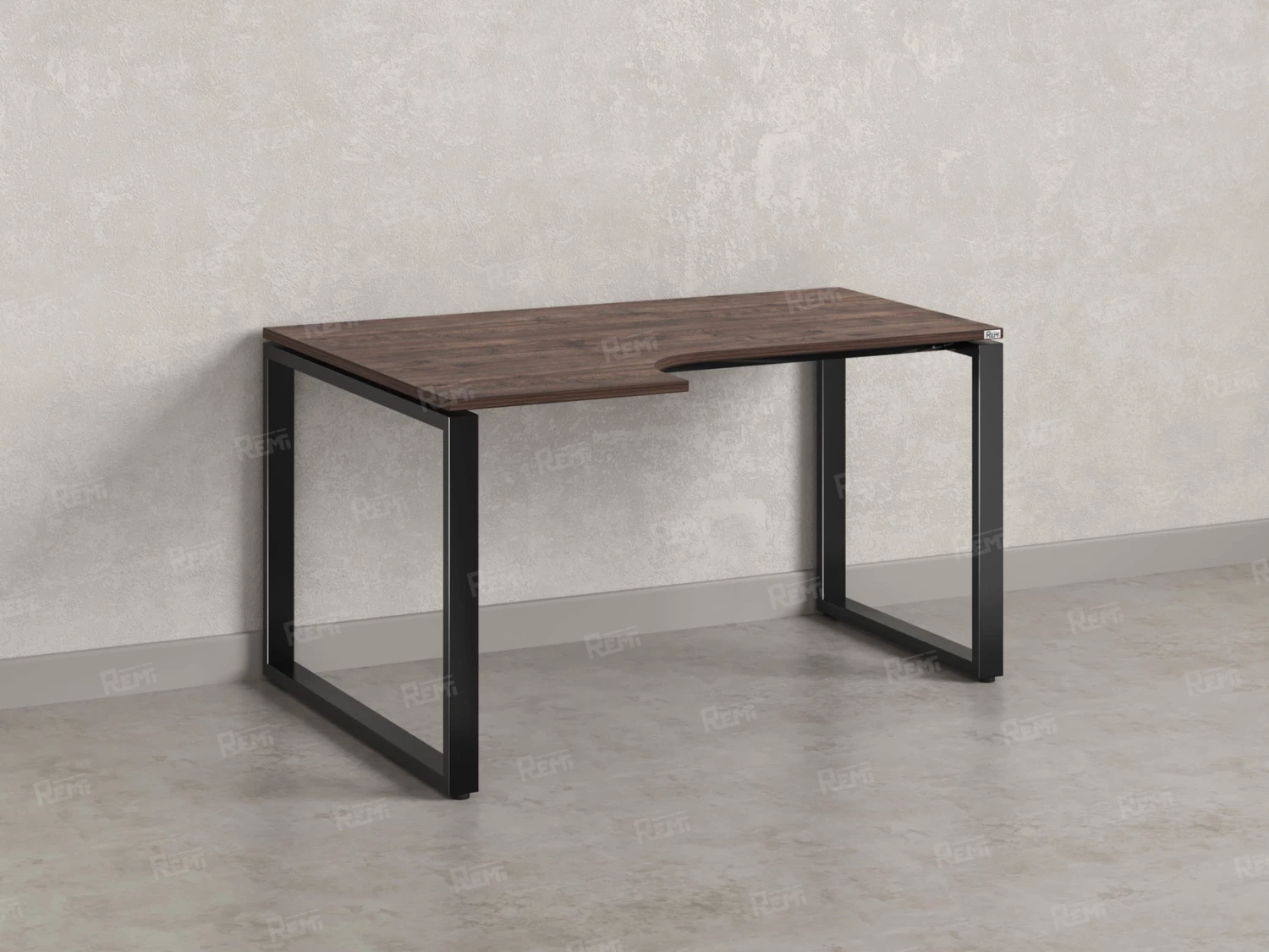 Стол угловой, О-опора, левый 1800x700/900x750, RM055-18x7-9 Дуб Апрельский шоколад/Черный