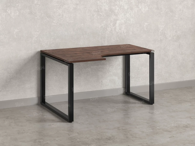 Стол угловой, О-опора, левый 1800x700/900x750, RM055-18x7-9 Дуб Апрельский шоколад/Черный