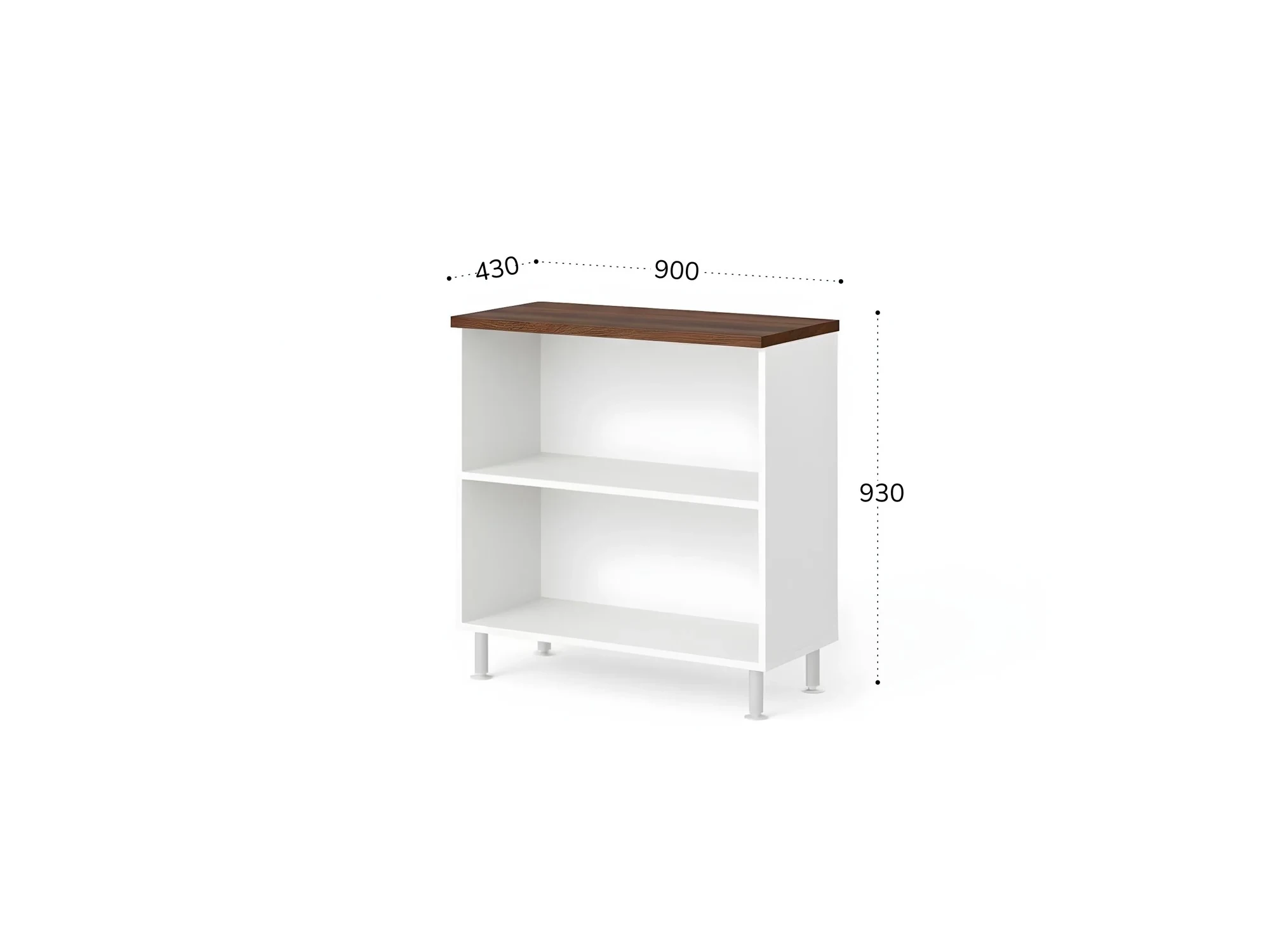 BRL RB047-90х43 Стеллаж широкий 2 уровня 900х430х930 Орех Вармия/Белый