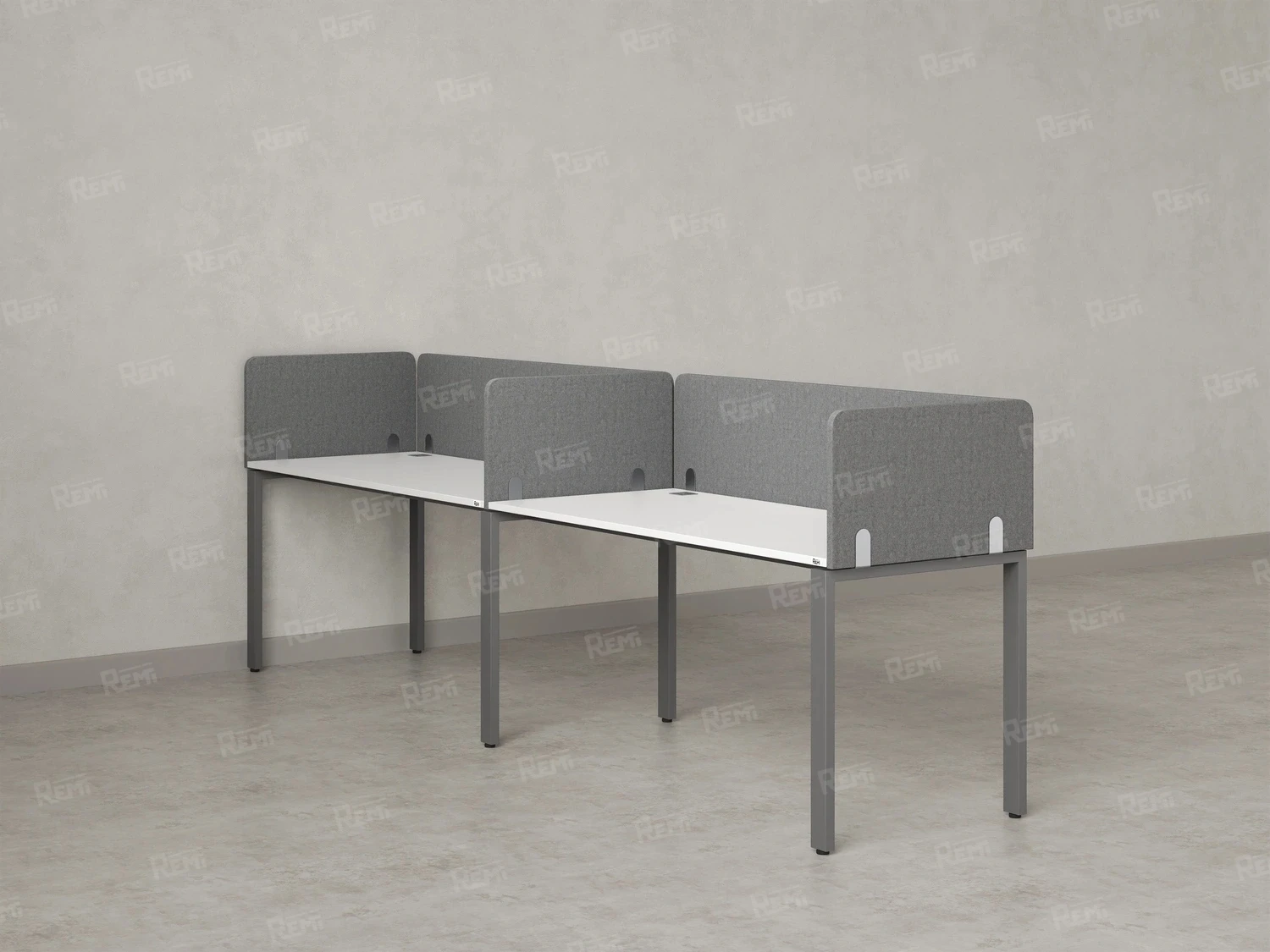 Бенч-система в 1 ряд, 2 рабочих места 5 тканевых экранов 2400x800x750 RM167-1-24x8 Белый/Серый