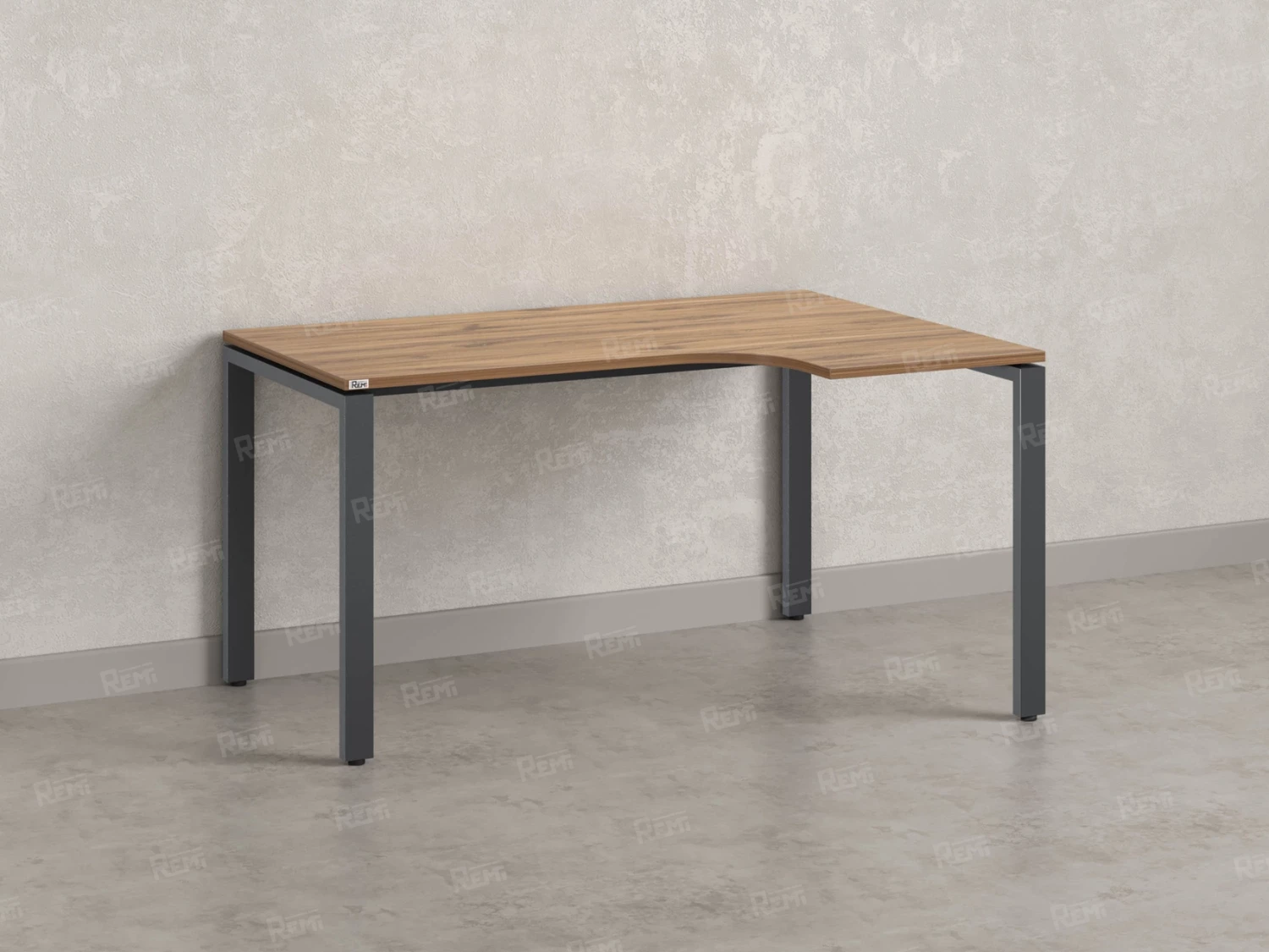 Стол угловой, П-опора, правый 1600x800/1000x750, RM052-16x8-10 Дуб Юстус/Серый