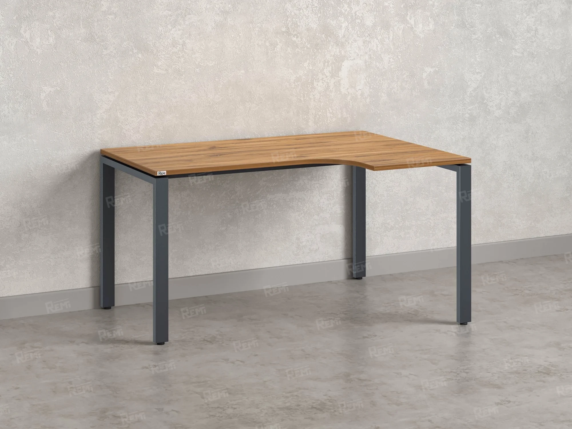 Стол угловой, П-опора, правый 1600x800/1000x750, RM052-16x8-10 Дуб Юстус/Серый