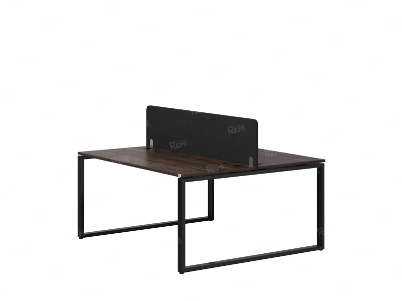 Бенч-система, 2 рабочих места, с одним тканевым экраном 1200x1400x750 RM169-1-12x14 Дуб Апрельский шоколад/Черный