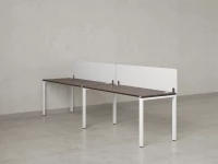 Бенч-система в 1 ряд, 2 рабочих места 2 тканевых экранов 2700x800x750 RM167-3-27x8 Дуб Апрельский шоколад/Белый