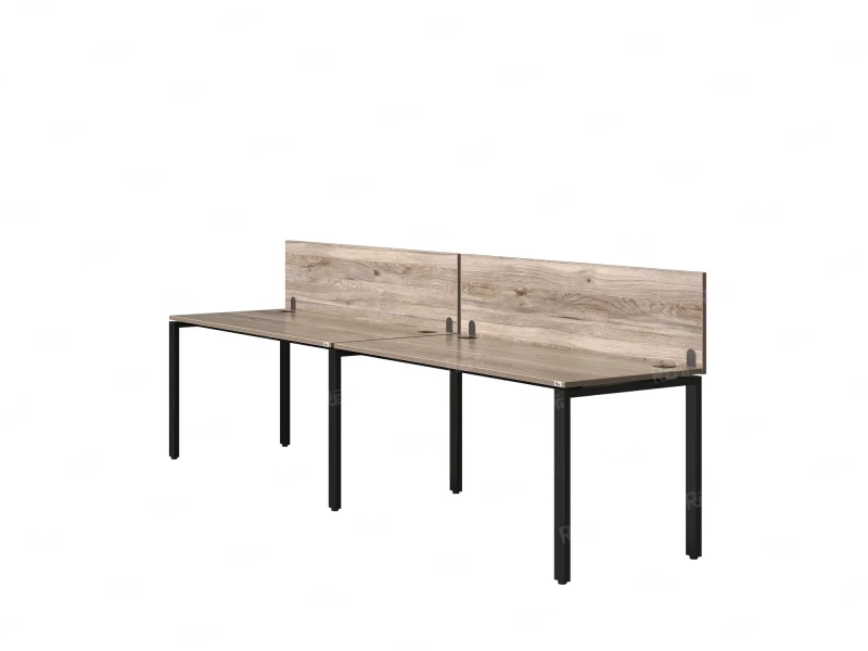 Бенч-система в 1 ряд, 2 рабочих места 2 ЛДСП экранов 2700x600x750 RM167-4-27x6 Дуб Маувелла/Черный