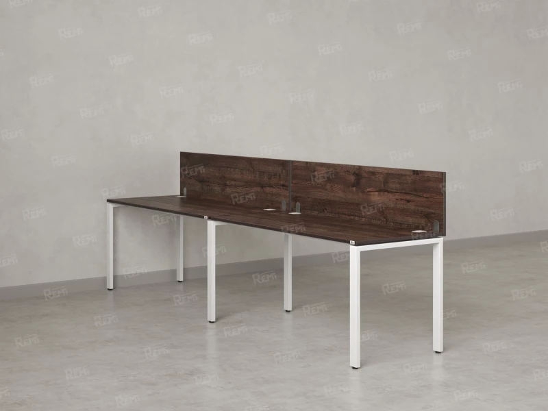 Бенч-система в 1 ряд, 2 рабочих места 2 ЛДСП экранов 3600x700x750 RM167-4-36x7 Дуб Апрельский шоколад/Белый