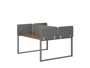 Бенч-система, 2 рабочих места, 5 тканевых экранов 1400x1400x750 RM169-3-14x14 Дуб Юстус/Серый