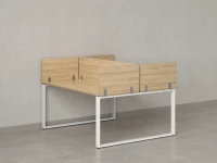 Бенч-система, 2 рабочих места, 5 ЛДСП экранов 1400x1200x750 RM169-4-14x12 Вяз Швейцарский светлый/Белый