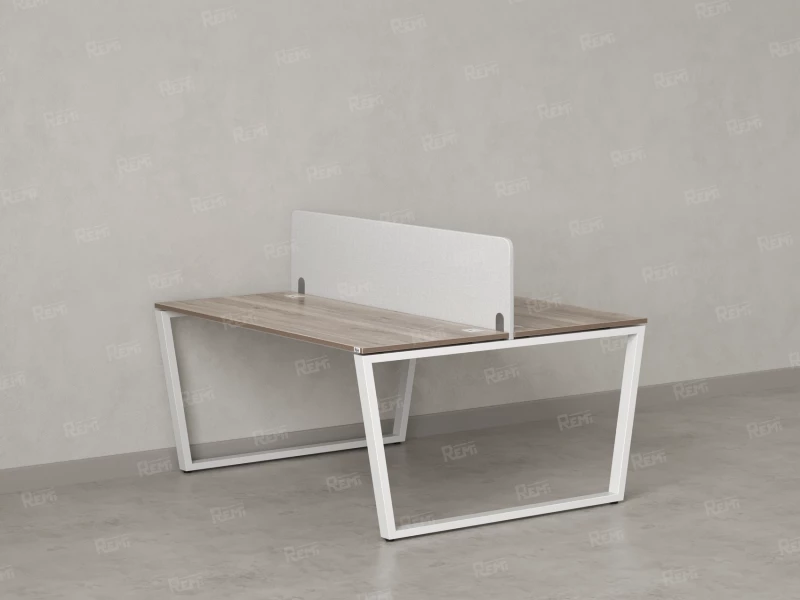 Бенч-система, 2 рабочих места, с одним тканевым экраном 1200x1400x750 RM172-1-12x14 Дуб Маувелла/Белый
