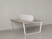 Бенч-система, 2 рабочих места, с одним тканевым экраном 1200x1400x750 RM172-1-12x14 Дуб Маувелла/Белый