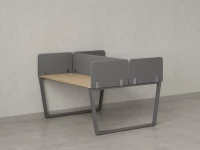 Бенч-система, 2 рабочих места, 5 тканевых экранов 1000x1400x750 RM172-3-10x14 Вяз Швейцарский светлый/Серый