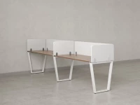 Бенч-система в 1 ряд, 2 рабочих места 5 тканевых экранов 3200x800x750 RM174-1-32x8 Дуб Юстус/Белый