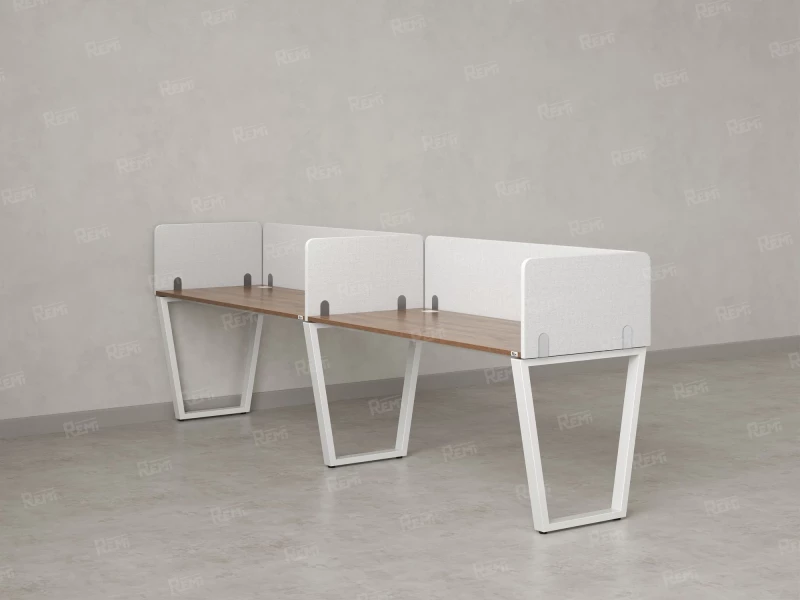 Бенч-система в 1 ряд, 2 рабочих места 5 тканевых экранов 3200x800x750 RM174-1-32x8 Дуб Юстус/Белый