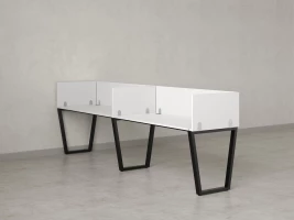 Бенч-система в 1 ряд, 2 рабочих места 5 ЛДСП экранов 3200x700x750 RM174-2-32x7 Белый/Черный