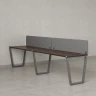 Бенч-система в 1 ряд, 2 рабочих места 2 тканевых экранов 2700x800x750 RM174-3-27x8 Дуб Апрельский шоколад/Серый