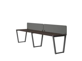 Бенч-система в 1 ряд, 2 рабочих места 2 тканевых экранов 2700x800x750 RM174-3-27x8 Дуб Апрельский шоколад/Серый