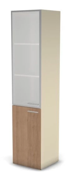 Шкаф комби RAC062 левый, стекло сатин 45,1x44,8x198,2см Акация Шеффилд/Кашемир, Серия Аккорд | Accord