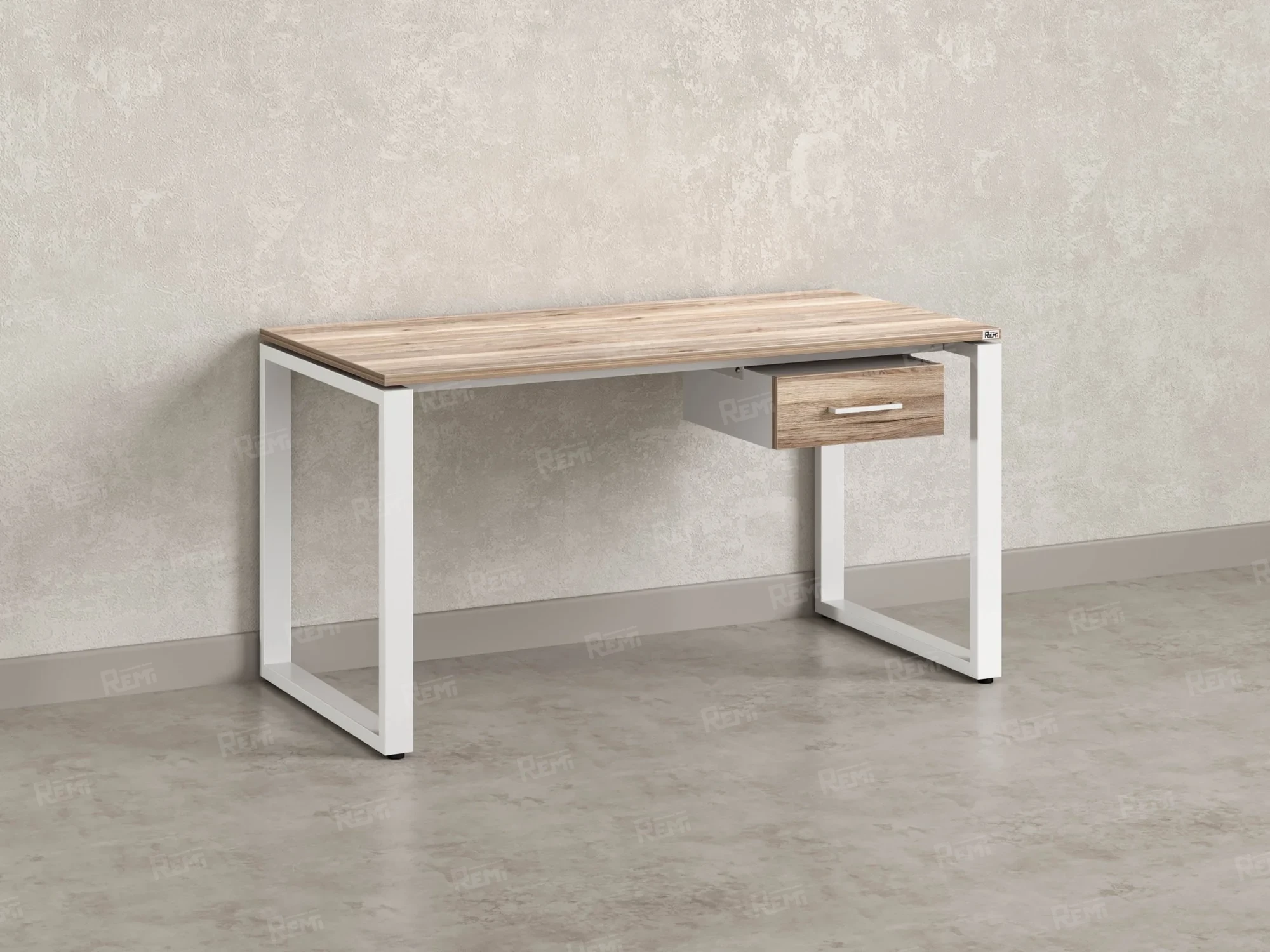 Стол прямой с подвесной тумбой, О-опора 1600x600x750 RM036-16x6 Дуб Маувелла/Белый