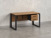 Стол прямой, подвесная тумба, ЛДСП экран, О-опора 1600x600x750 RM033-16x6 Дуб Юстус/Черный