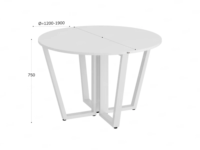 Круглый стол на U-образных опорах 1800x1800x750 RM188-18x18 Белый/Белый